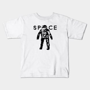 Black Vector Illustration of Astronaut Spaceman Kids T-Shirt